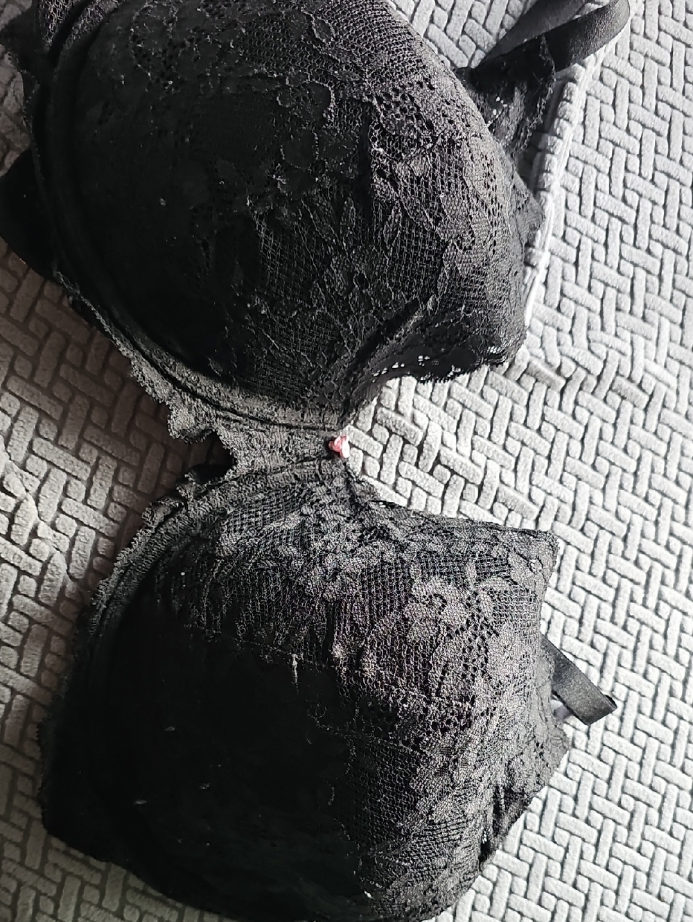 Victoria's Secret Black Lace Push-Up Bra with Floral Overlay